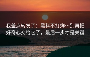 我差点转发了：黑料不打烊…别再把好奇心交给它了，最后一步才是关键