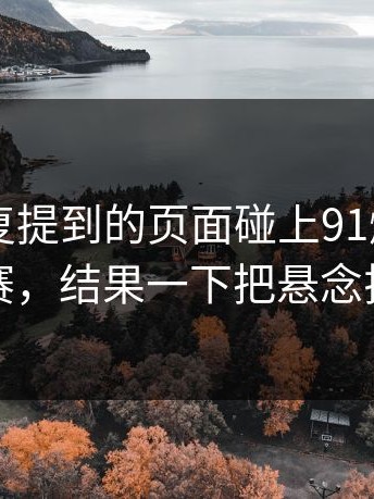 圈里反复提到的页面碰上91爆料今日大赛，结果一下把悬念拉满