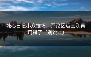 糖心日记小众技巧：评论区运营别再用错了（别跳过）