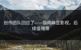 创作团队回应了——指向麻豆影视，后续值得等
