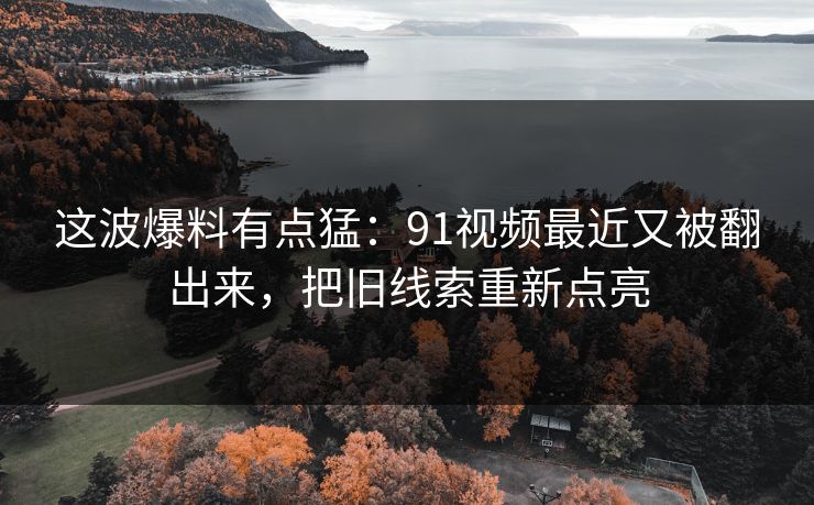 这波爆料有点猛：91视频最近又被翻出来，把旧线索重新点亮-第1张图片-P站视频官方入口导航