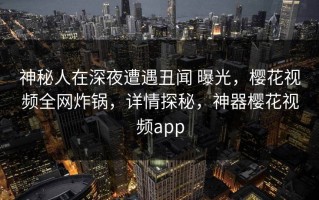 神秘人在深夜遭遇丑闻 曝光，樱花视频全网炸锅，详情探秘，神器樱花视频app