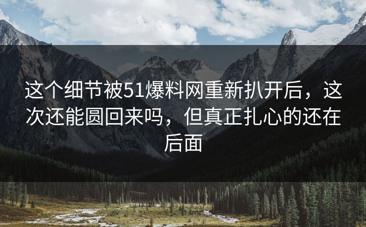 这个细节被51爆料网重新扒开后，这次还能圆回来吗，但真正扎心的还在后面-第1张图片-P站视频官方入口导航